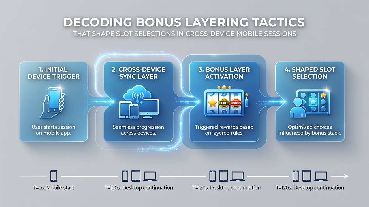 Grafik zu Bonus-Schichten und Gerätewechsel in mobilen Slot-Sessions