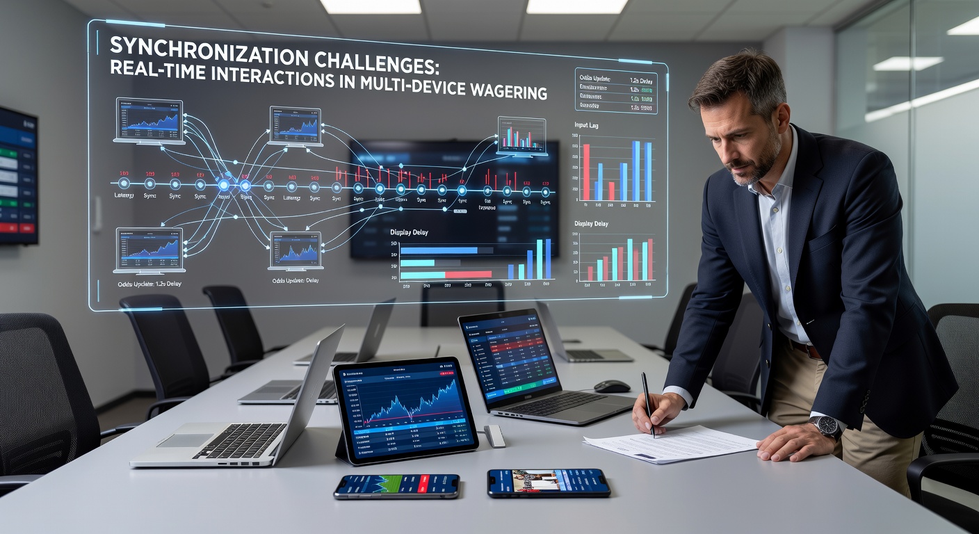 Hardware-Setup für Multi-Device-Synchronisation in Wettplattformen mit Server-Racks und Netzwerkdiagrammen