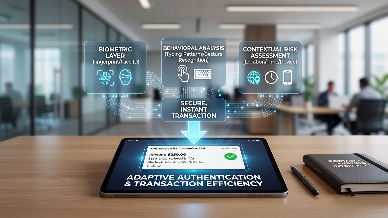 Darstellung einer adaptiven Authentifizierung während einer mobilen Transaktion mit biometrischen Elementen