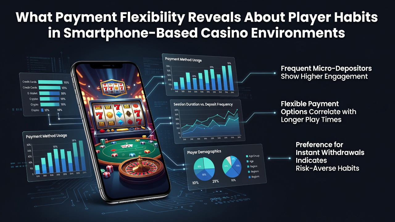 Smartphone mit Casino-App und verschiedenen Zahlungssymbolen auf dem Bildschirm
